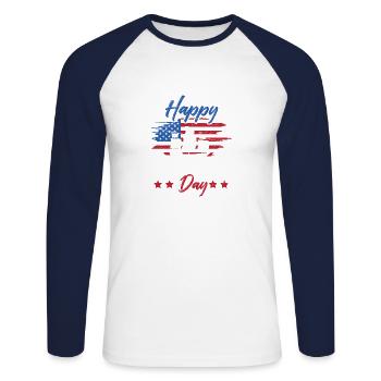 Columbus Day 1942 Us-amerikanischer Italiener - Unisex Baseballshirt langarm - Weiß/Navy - Vorne - Nik (191cm)