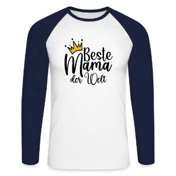 Beste Mama Der Welt - Unisex Baseballshirt langarm - Weiß/Navy - Vorne - Nik (191cm)