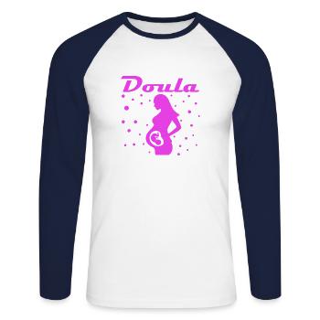 Je suis sage-femme doula - T-shirt baseball manches longues Homme - blanc/marine - Devant - Nik (191cm)