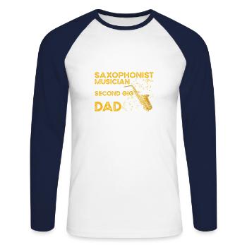 Je suis saxophoniste Musicien Musicien Jazz - T-shirt baseball manches longues Homme - blanc/marine - Devant - Nik (191cm)