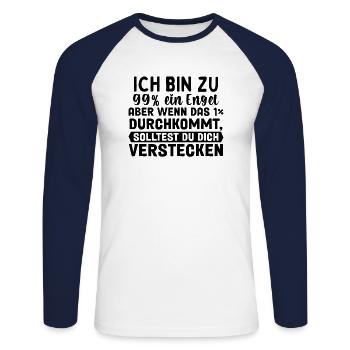 Ich Bin Fast Ein Engel - Unisex Baseballshirt langarm - Weiß/Navy - Vorne - Nik (191cm)