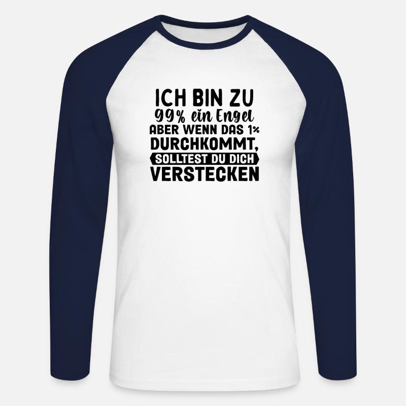 Ich Bin Fast Ein Engel - Unisex Baseballshirt langarm - Weiß/Navy