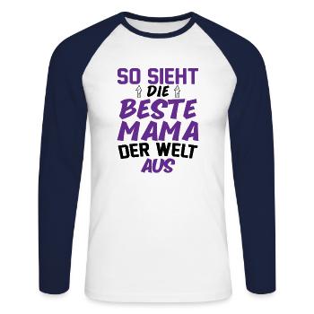 So Sieht Die Beste Mama Der Welt Aus - Unisex Baseballshirt langarm - Weiß/Navy - Vorne - Nik (191cm)