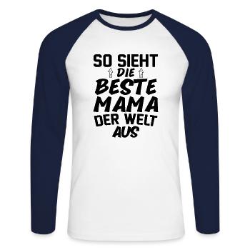 So Sieht Die Beste Mama Der Welt Aus - Unisex Baseballshirt langarm - Weiß/Navy - Vorne - Nik (191cm)