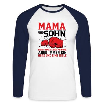 Mama Und Sohn - Unisex Baseballshirt langarm - Weiß/Navy - Vorne - Nik (191cm)