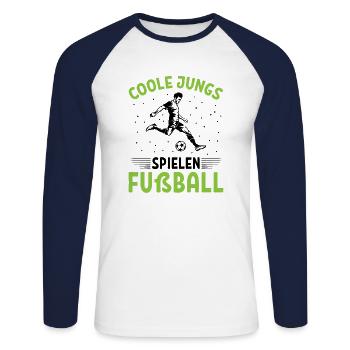 Coole Jungs Spielen Fußball - Unisex Baseballshirt langarm - Weiß/Navy - Vorne - Nik (191cm)