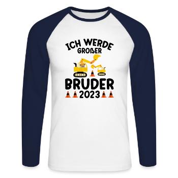 Ich Werde Großer Bruder 2023 - Unisex Baseballshirt langarm - Weiß/Navy - Vorne - Nik (191cm)