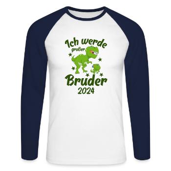 Ich Werde Großer Bruder 2024 - Unisex Baseballshirt langarm - Weiß/Navy - Vorne - Nik (191cm)