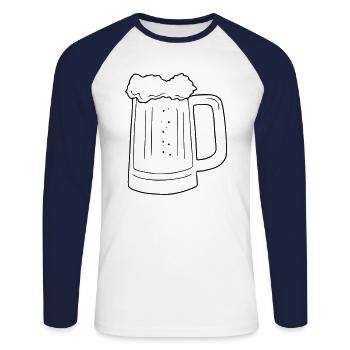 Beer Drawing Party Celebrate Black - Unisex Long Sleeve Baseball T-Shirt - white/navy - Front - Nik (191cm)