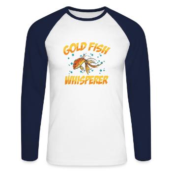 Poisson rouge Carpe Carpe Japon Aquarium - T-shirt baseball manches longues Homme - blanc/marine - Devant - Nik (191cm)