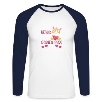 Vraiment comme les cochons d’Inde ok - drôle de guinée - T-shirt baseball manches longues Homme - blanc/marine - Devant - Nik (191cm)