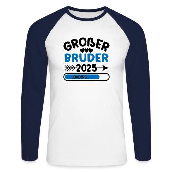 Großer Bruder 2025 - Unisex Baseballshirt langarm - Weiß/Navy - Vorne - Nik (191cm)