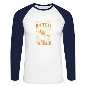 Chasseur de sorcières effrayantes sorcières effrayantes sorcière - T-shirt baseball manches longues Homme - blanc/marine - Devant - Nik (191cm)