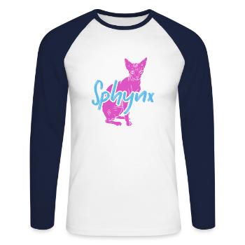 Verrückte Sphynx Lady Ever Kitten Pet Owner - Unisex Baseballshirt langarm - Weiß/Navy - Vorne - Nik (191cm)
