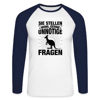 Sie Stellen Wohl Gerne Unnötige Fragen - Unisex Baseballshirt langarm - Weiß/Navy - Vorne - Nik (191cm)