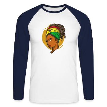 Ghana Ghanaer Flagge Frau Prinzessin I Geschenk - Unisex Baseballshirt langarm - Weiß/Navy - Vorne - Nik (191cm)