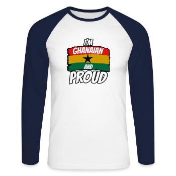 Ghana Ghanaer Flagge Stolz Stern Liebe I Geschenk - Unisex Baseballshirt langarm - Weiß/Navy - Vorne - Nik (191cm)
