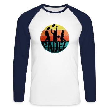 Padel Paddle Raquette Tennis Sport I Cadeau - T-shirt baseball manches longues Homme - blanc/marine - Devant - Nik (191cm)