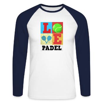 Padel Paddel Schläger Tennis Sport I Geschenk - Unisex Baseballshirt langarm - Weiß/Navy - Vorne - Nik (191cm)