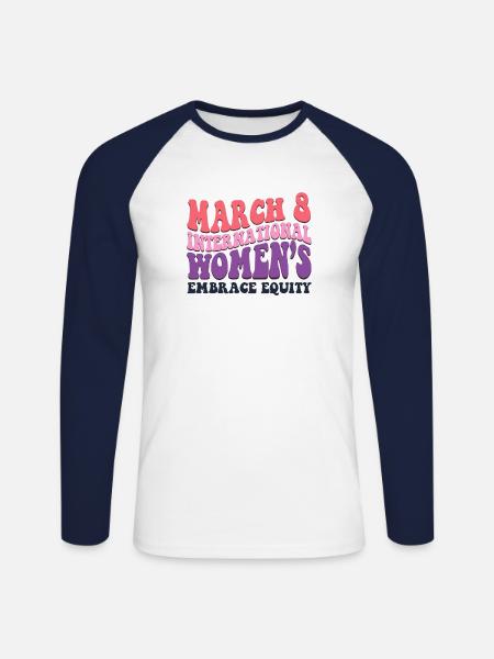 International Womens Day 2023 Embrace Equity - Unisex Long Sleeve Baseball T-Shirt - white/navy