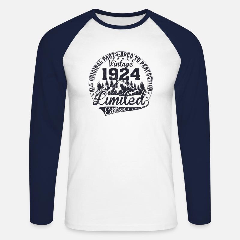 1924 - Unisex Baseballshirt langarm - Weiß/Navy