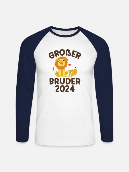 Großer Bruder 2024 - Unisex Baseballshirt langarm - Weiß/Navy