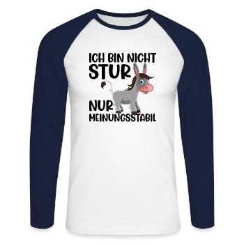 Ich Bin Nicht Stur Nur Meinungsstabil - Unisex Baseballshirt langarm - Weiß/Navy - Vorne - Nik (191cm)