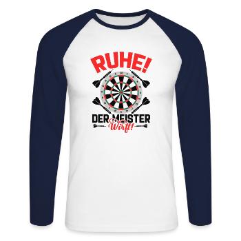 Dart Darten Darts - Unisex Baseballshirt langarm - Weiß/Navy - Vorne - Nik (191cm)