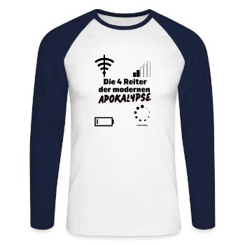 Apocalypse Informatiker lustig Spruch Die 4 Reiter - Unisex Baseballshirt langarm - Weiß/Navy - Vorne - Nik (191cm)
