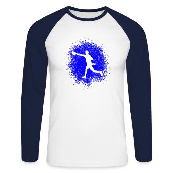 Joueurs de flag football américain Hommes - T-shirt baseball manches longues Homme - blanc/marine - Devant - Nik (191cm)