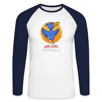 Schuhschnabel Vogel Ornithologe Wald I Geschenk - Unisex Baseballshirt langarm - Weiß/Navy - Vorne - Nik (191cm)