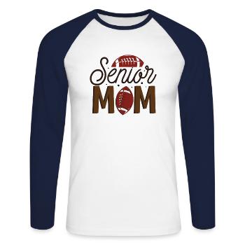 Proud Mom of Senior Football Player - Unisex Long Sleeve Baseball T-Shirt - white/navy - Front - Nik (191cm)