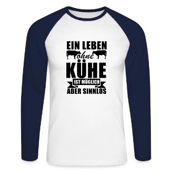 Landwirt Bauer Farmer - Unisex Baseballshirt langarm - Weiß/Navy - Vorne - Nik (191cm)