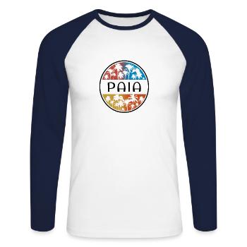 Paia Maui Hawaii Îles hawaïennes Palmier - T-shirt baseball manches longues Homme - blanc/marine - Devant - Nik (191cm)