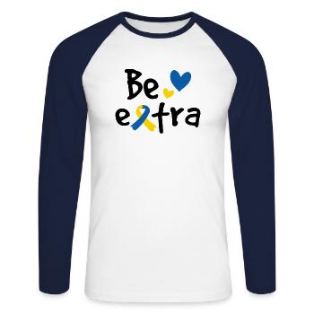 Seien Sie extra - Unisex Baseballshirt langarm - Weiß/Navy - Vorne - Nik (191cm)