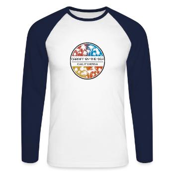 Cardiff By The Sea California Palm Tree Stylish - T-shirt baseball manches longues Homme - blanc/marine - Devant - Nik (191cm)