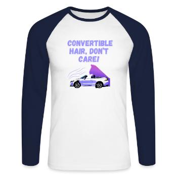 Funny Cabriolet Saying English Convertible Fun - Unisex Long Sleeve Baseball T-Shirt - white/navy - Front - Nik (191cm)