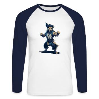 Jew Jitsu Hilarious Jiu Jitsu Pun Martial Arts - Unisex Baseballshirt langarm - Weiß/Navy - Vorne - Nik (191cm)