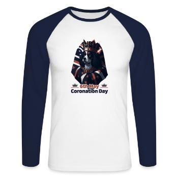 King's Coronation Day May 6th, 2023 Celebration - Unisex Baseballshirt langarm - Weiß/Navy - Vorne - Nik (191cm)