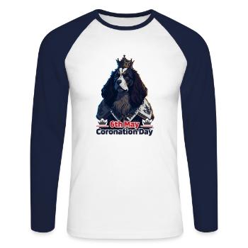 King's Coronation Day May 6th, 2023 Celebration - Unisex Baseballshirt langarm - Weiß/Navy - Vorne - Nik (191cm)