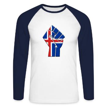 Iceland Flag Icelandic Country Pride Native - Unisex Long Sleeve Baseball T-Shirt - white/navy - Front - Nik (191cm)