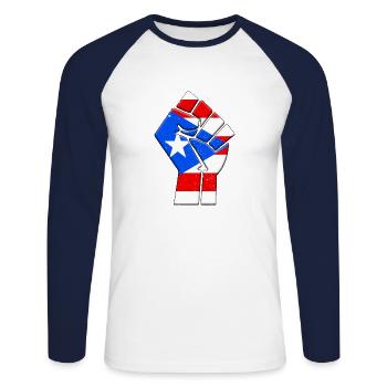 Porto Rico Flag RIcan Boricua Country Pride - T-shirt baseball manches longues Homme - blanc/marine - Devant - Nik (191cm)