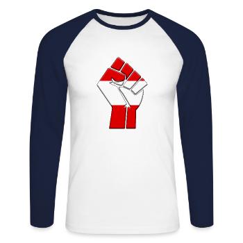 Austria Flag Austrian Country Pride Native - Unisex Long Sleeve Baseball T-Shirt - white/navy - Front - Nik (191cm)