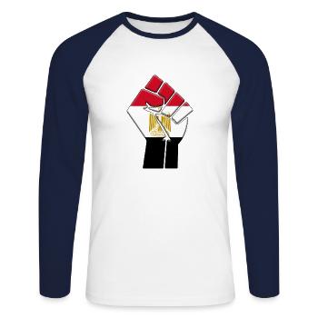 Egypt Flag Egyptian Country Pride Native Ancestry - Unisex Long Sleeve Baseball T-Shirt - white/navy - Front - Nik (191cm)