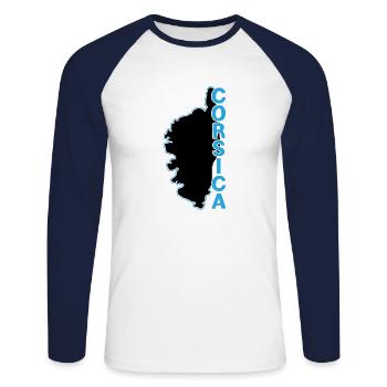 Corsica Blason - T-shirt baseball manches longues Homme - blanc/marine - Devant - Nik (191cm)