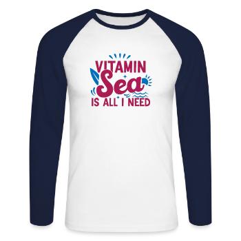 I need Vitamin Sea - Unisex Long Sleeve Baseball T-Shirt - white/navy - Front - Nik (191cm)