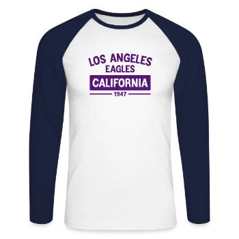 Los Angeles, California - Unisex Long Sleeve Baseball T-Shirt - white/navy - Front - Nik (191cm)