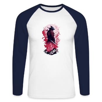 Shadow Samurai: Colorful Chaos Unleashed - Unisex Baseballshirt langarm - Weiß/Navy - Vorne - Nik (191cm)