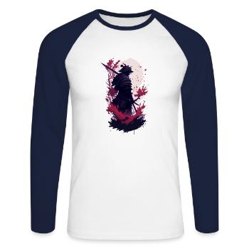 Shadow Samurai: Colorful Chaos Unleashed - Unisex Baseballshirt langarm - Weiß/Navy - Vorne - Nik (191cm)