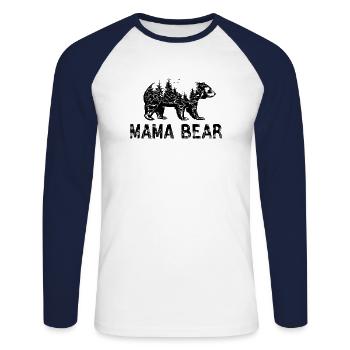 "Forest Mama Bear" pour maman - T-shirt baseball manches longues Homme - blanc/marine - Devant - Nik (191cm)